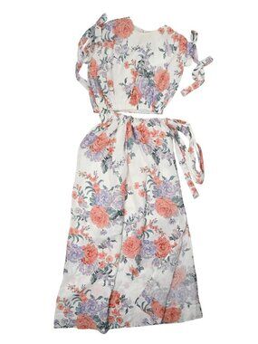 Sofia the Label Moma Gathered Cut Out Maxi Dress in White Jewel Floral